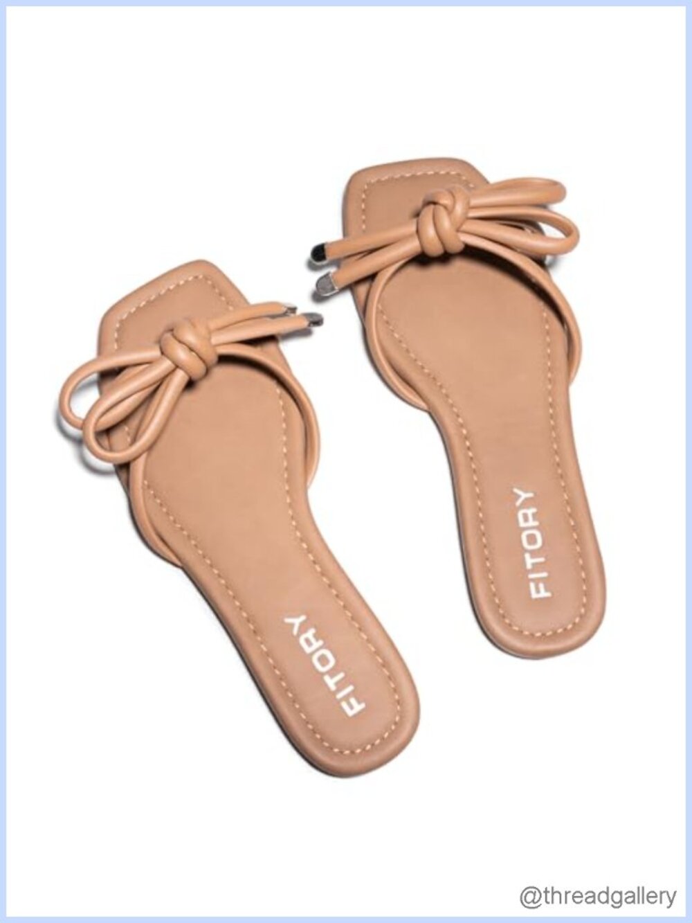 FITORY Square Toe Slide Sandal Knotted Flat Slip-On Summer